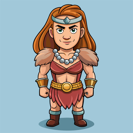 cartoon illustration of barbarian womanのイラスト素材