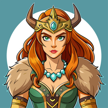 cartoon illustration of barbarian womanのイラスト素材