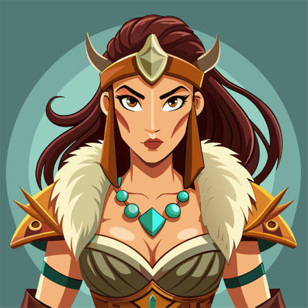 cartoon illustration of barbarian womanのイラスト素材