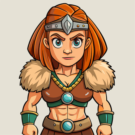 cartoon illustration of barbarian womanのイラスト素材