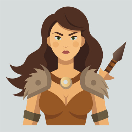 cartoon illustration of barbarian womanのイラスト素材