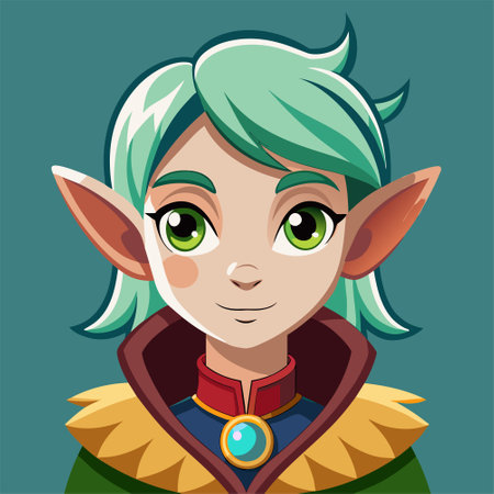 Cute cartoon elf. Vector illustration of a fairy tale character.のイラスト素材