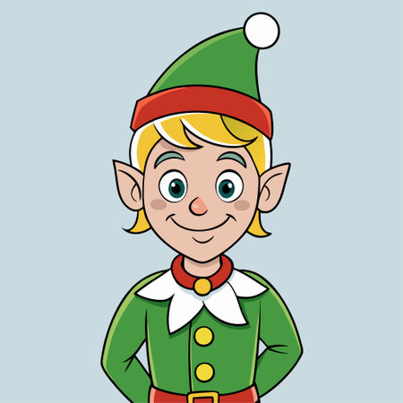 Christmas elf vector illustration. Cute cartoon elf. Christmas elf.のイラスト素材