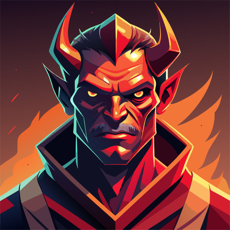 Devil head on fire background. Vector illustration eps 10.のイラスト素材