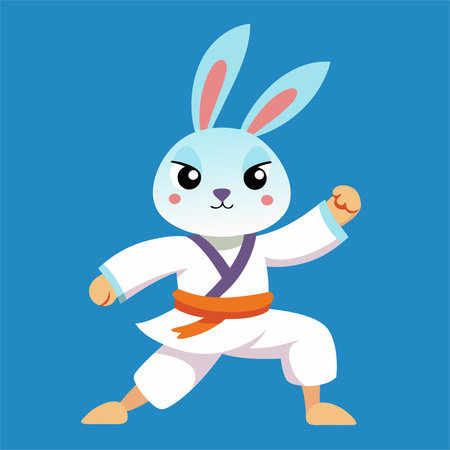 Taekwondo. Vector illustration of a karate rabbit.のイラスト素材