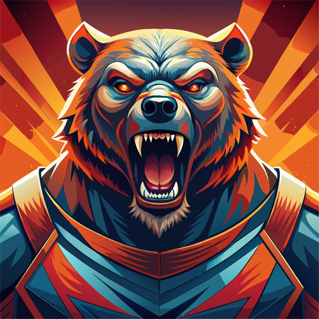 Grizzly bear. Vector illustration of a wild animal.のイラスト素材
