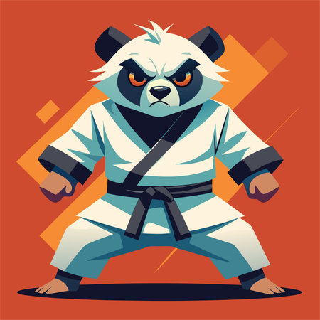 panda karate kimono judo taekwondo vector sport mascotのイラスト素材