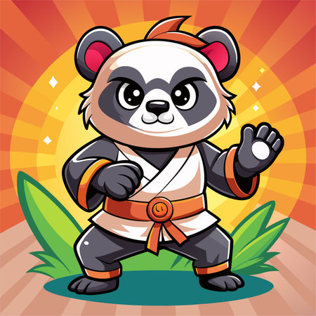 panda karate kimono judo taekwondo vector sport mascotのイラスト素材