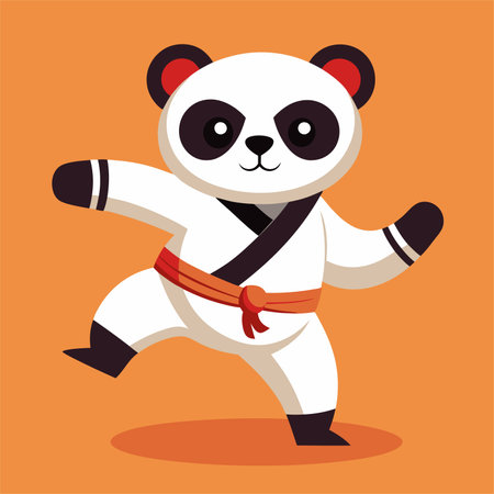 panda karate kimono judo taekwondo vector sport mascotのイラスト素材