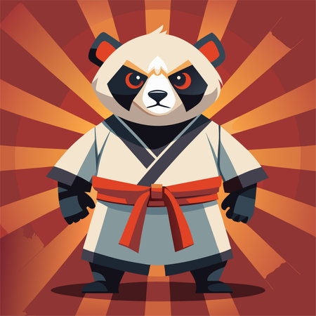 panda karate kimono judo taekwondo vector sport mascotのイラスト素材