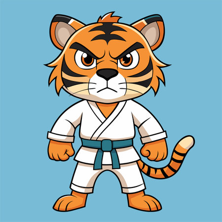 Tiger in a kimono with a belt. Vector illustration.のイラスト素材