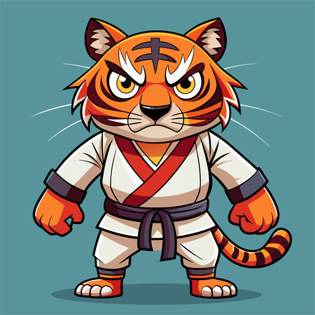 Tiger in a kimono with a belt. Vector illustration.のイラスト素材