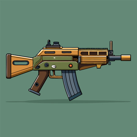 automatic weapon vector illustrationのイラスト素材