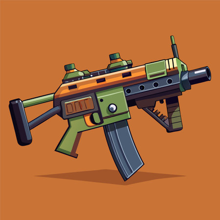 automatic weapon vector illustrationのイラスト素材