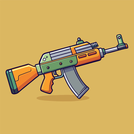 automatic weapon vector illustrationのイラスト素材