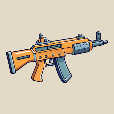 automatic weapon vector illustrationのイラスト素材