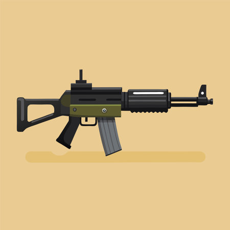 automatic weapon vector illustrationのイラスト素材
