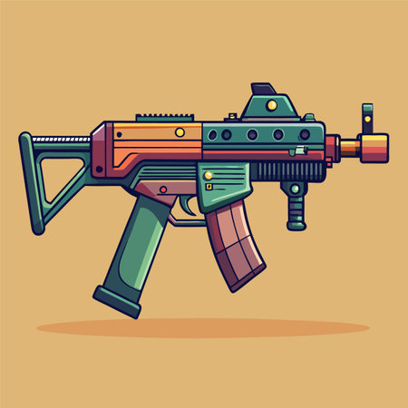 automatic weapon vector illustrationのイラスト素材
