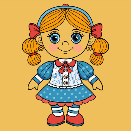 little girl doll vector illustrationのイラスト素材