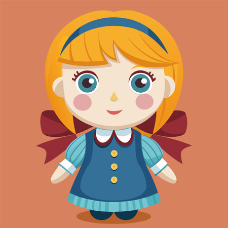 little girl doll vector illustrationのイラスト素材