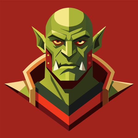 Vector illustration of a green monster in the form of a shield.のイラスト素材