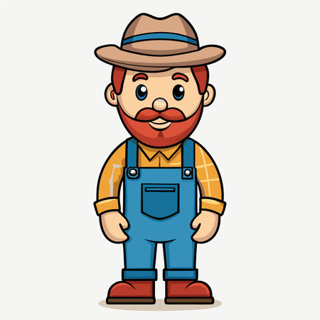 cartoon vector illustration of farmerのイラスト素材