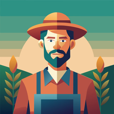 cartoon vector illustration of farmerのイラスト素材