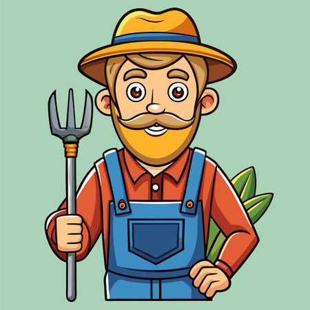 cartoon vector illustration of farmerのイラスト素材