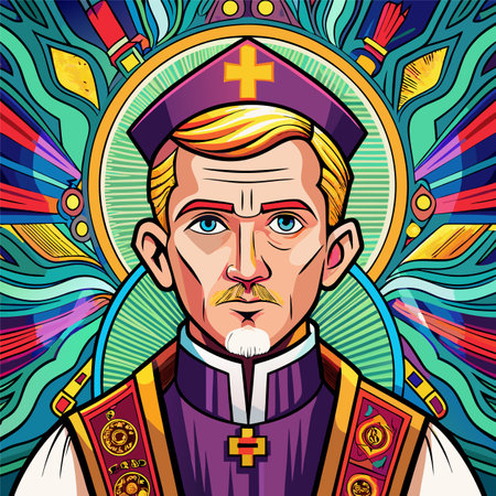 Cartoon vector illustration of the face of the Roman Catholic priest.のイラスト素材
