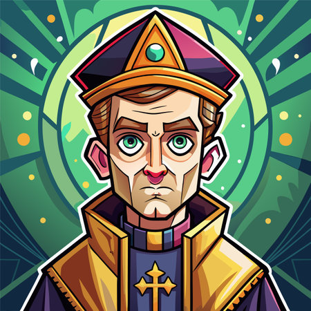 Portrait of a medieval knight. Vector illustration in cartoon style.のイラスト素材