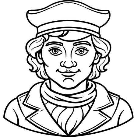 sailor captain cartoon vector illustrationのイラスト素材