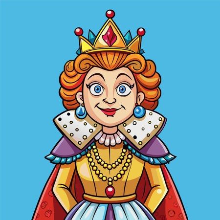 queen royal woman vector cartoon illustrationのイラスト素材