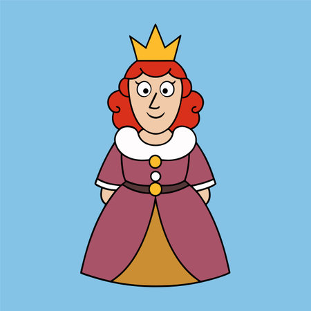 queen royal woman vector cartoon illustrationのイラスト素材