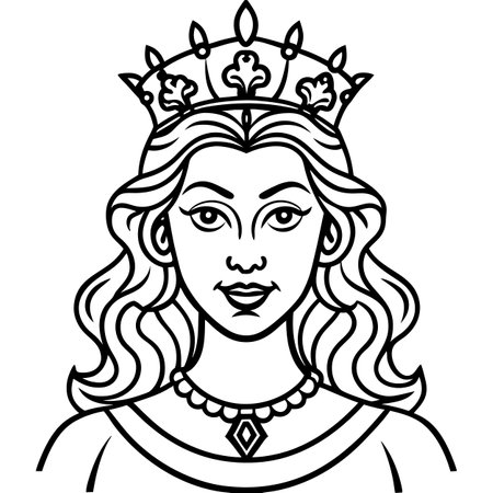 queen royal woman vector cartoon illustrationのイラスト素材
