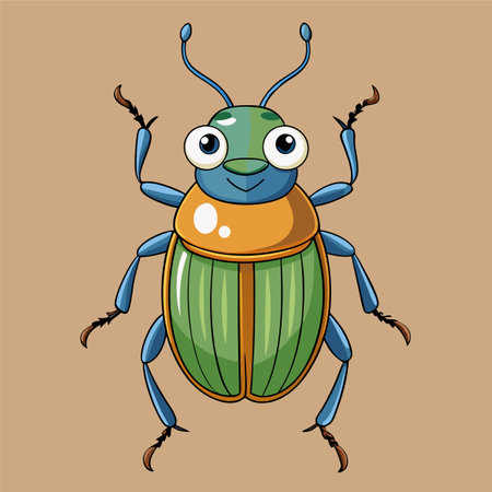 macro vector ilustartion of beetle insectのイラスト素材