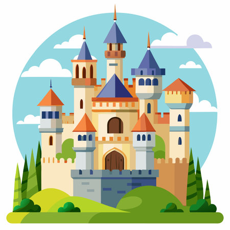 vector illustration of medieval castleのイラスト素材