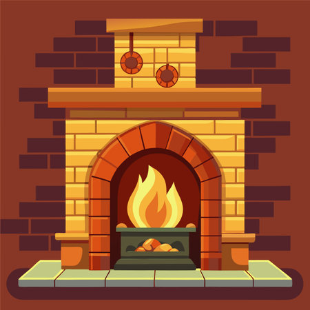 vector illustration of fireplaceのイラスト素材