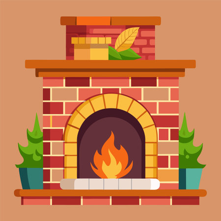 vector illustration of fireplaceのイラスト素材