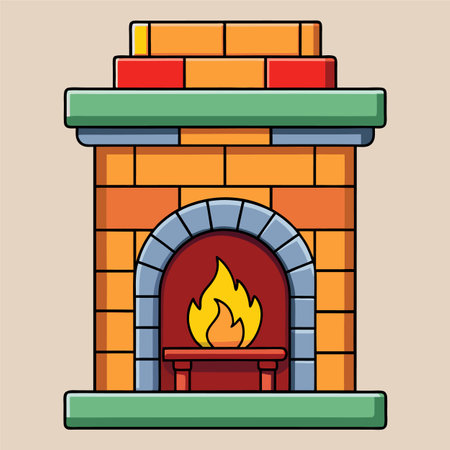 vector illustration of fireplaceのイラスト素材