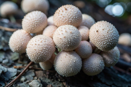 Close up of puffball mushroom (Lycoperdon perlatum)の素材