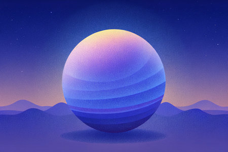 3d illustration of an abstract planet in the night starry skyの素材