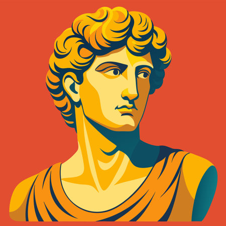 antique statue of David or Apollo vector illustrationのイラスト素材