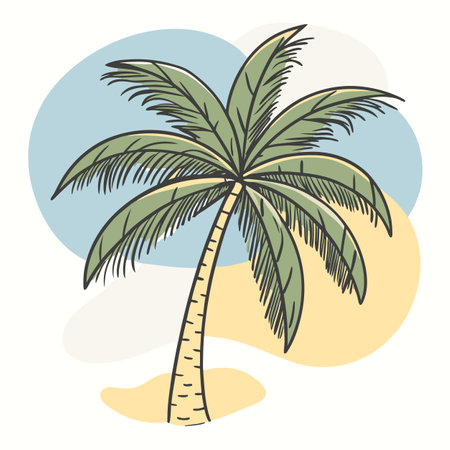 vector illustration of palm tropical treeのイラスト素材