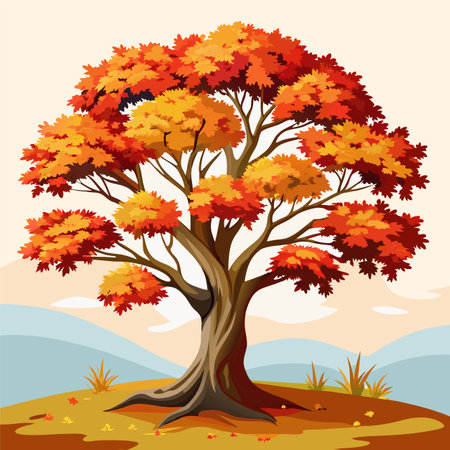 maple tree autumn vector illustrationのイラスト素材
