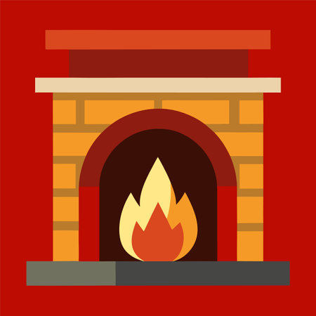 Fireplace icon. Flat illustration of fireplace vector icon for web designのイラスト素材