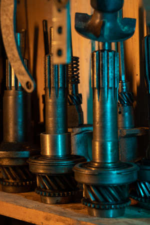 A lot of old rusty instruments in vintage dirty garageの写真素材