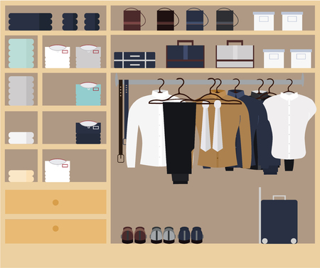 Wardrobe room full of men s cloths.のイラスト素材