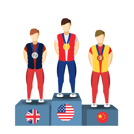 Athletics Winner Podium Athletes. Sports Athletics Image. Brazil Summer Games Athlete Podium. Brasil 2016 Icon.のイラスト素材
