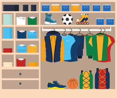 Male sports style wardrobe. Cupboardのイラスト素材