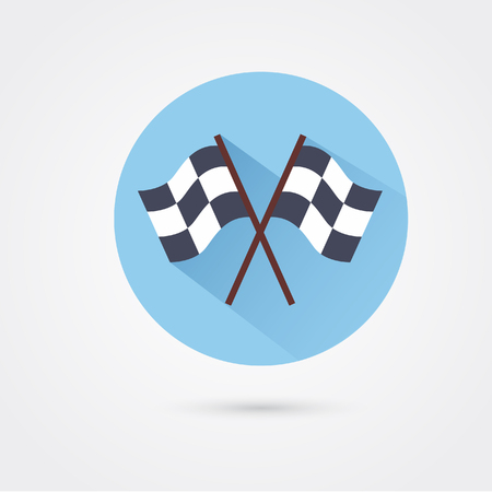 two crossed racing checkered flagsのイラスト素材